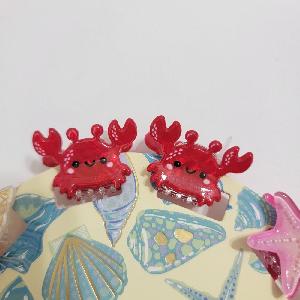 Piper K Ocean Sea Life Mini Hair Claw Clips Dolphins Crabs Starfish Shells 10 Pc - Picture 4 of 7